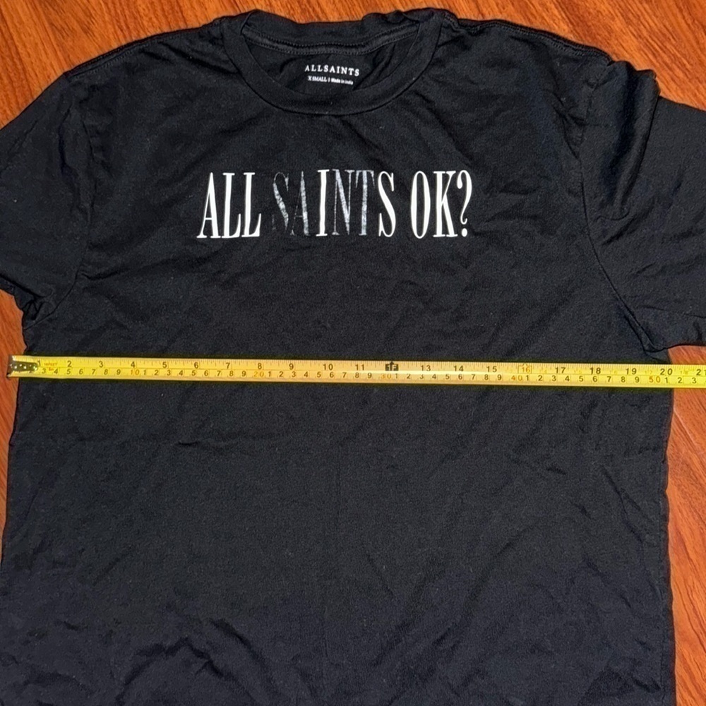AllSaints all saints Men's unisex Black Okay Crew T-shirt size XS black white - Picture 6 of 7